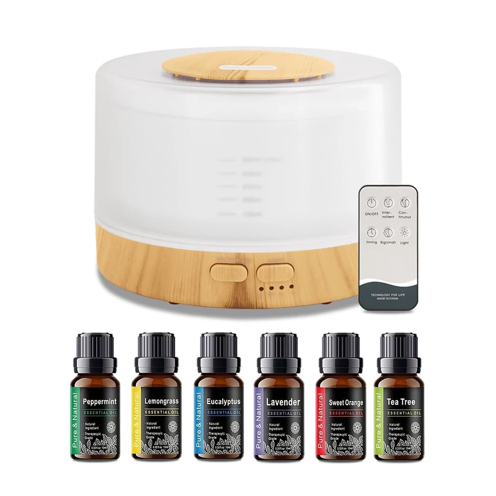 Diffusore di Aromi con 7 Colori LED, Spegnimento Automatico e 6 Oli Essenziali per Casa e Ufficio