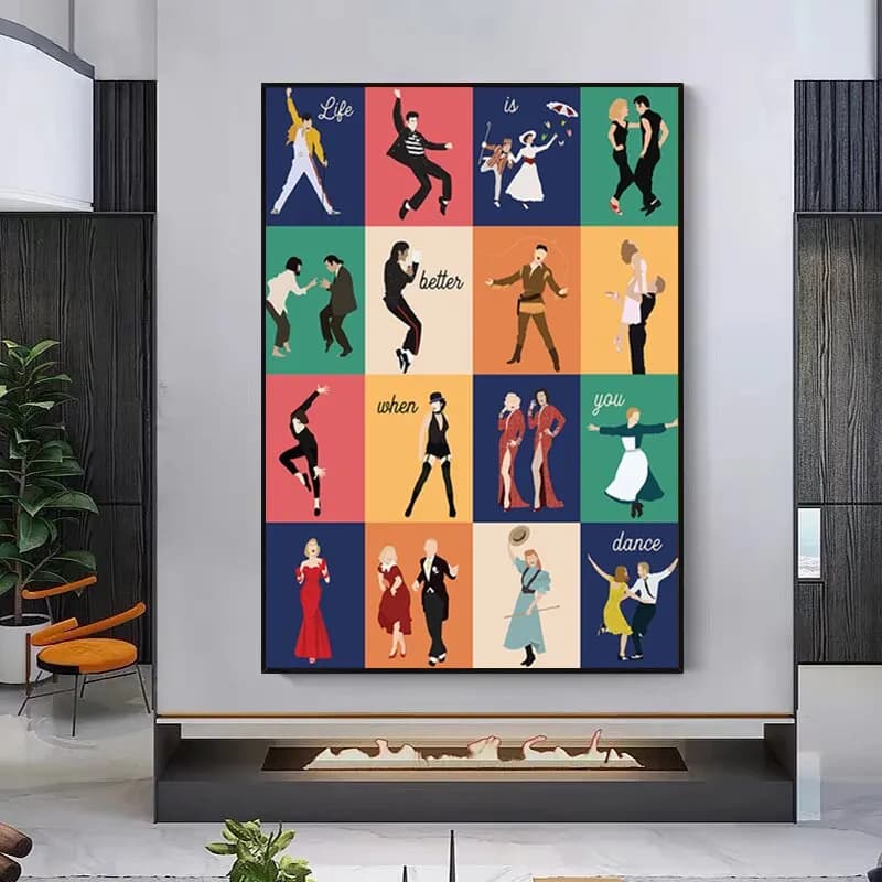 Classic Movie Poster Modern Pop Culture Abstract Minimalist Art Canvas Painting Dance Wall Art Prints Home Decor