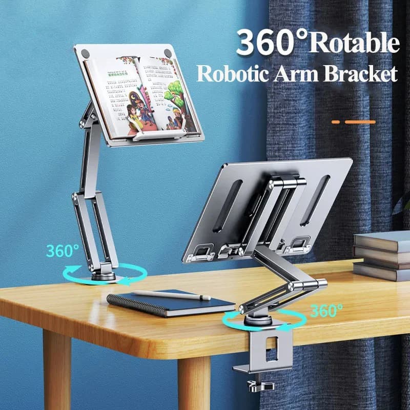 360 ° Supporto girevole per laptop con altezza regolabile - Supporto con morsetto universale per tablet, libri e notebook - Letto salvaspazio e De