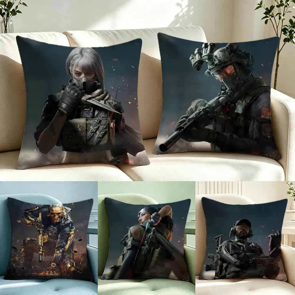 Game Delta Force Cushion Cover Short Plush Cushion Cover Double Sided Print Washable Sofa Pillowcase Home Decor Gift