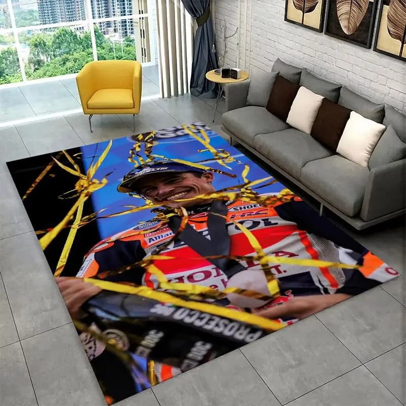 Racing moto Rafael Marquez Non-Slip Area Rug for Living Room,Bedroom,Playroom,Soft Carpet Floor Mat Home Decor Rug Room