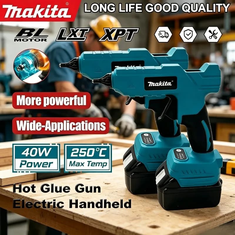 Pistola per colla a caldo elettrica portatile Makita senza fili, strumento per riparazioni con ugello anti-scottatura, pistola ad aria calda per saldatura a caldo fai-da-te