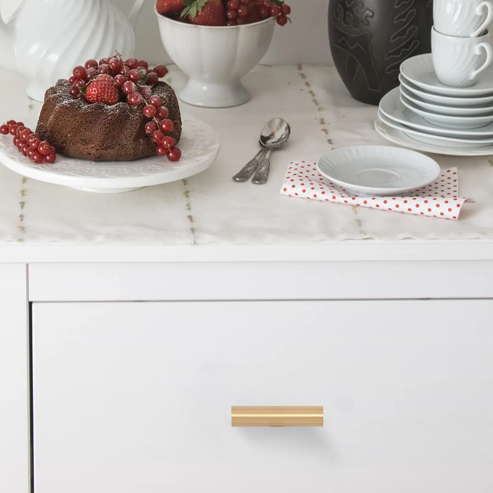 2 Pezzi Maniglie per Mobili in Ottone Massiccio, Stile Vintage, a Foro Singolo, per Cassetti, Cucina, Bagno, Armadi e Ante