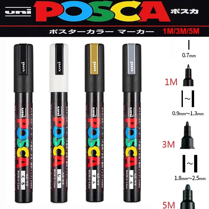 1/2pcs Uni Poscas Pennarelli Acrilici PC-1M-3M-5M Permanente Penne Arte Impermeabile Graffiti Marker Pubblicità Poster Strumenti di Disegno