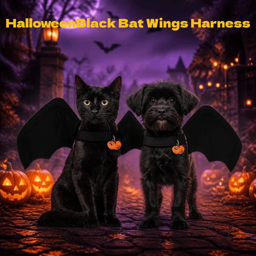Funny Black Pet Costume Wing Shape Design Lightweight Cat Costume Adjustable Harness Dog Costume for Cats and Small Dogs