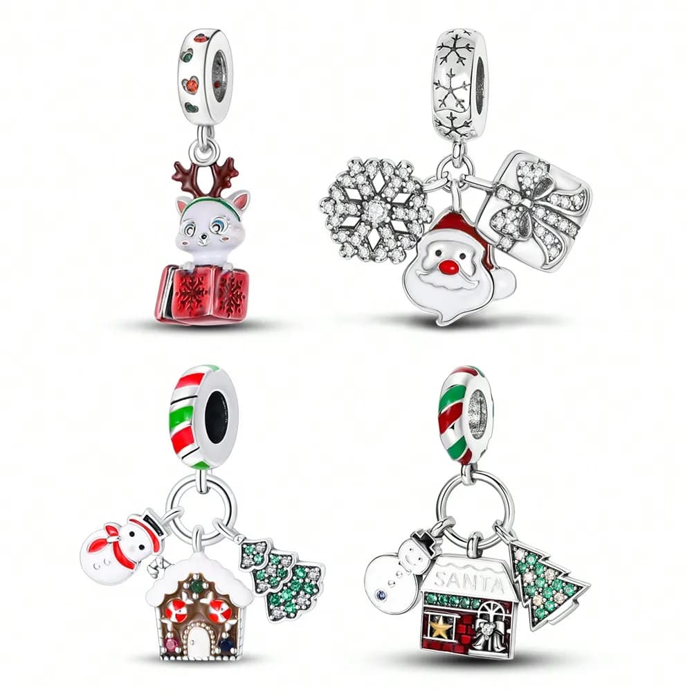 2025 vendita calda charms perline argento sterling 925 regalo di Natale da donna adatto braccialetto braccialetto collana gioielli fai da te