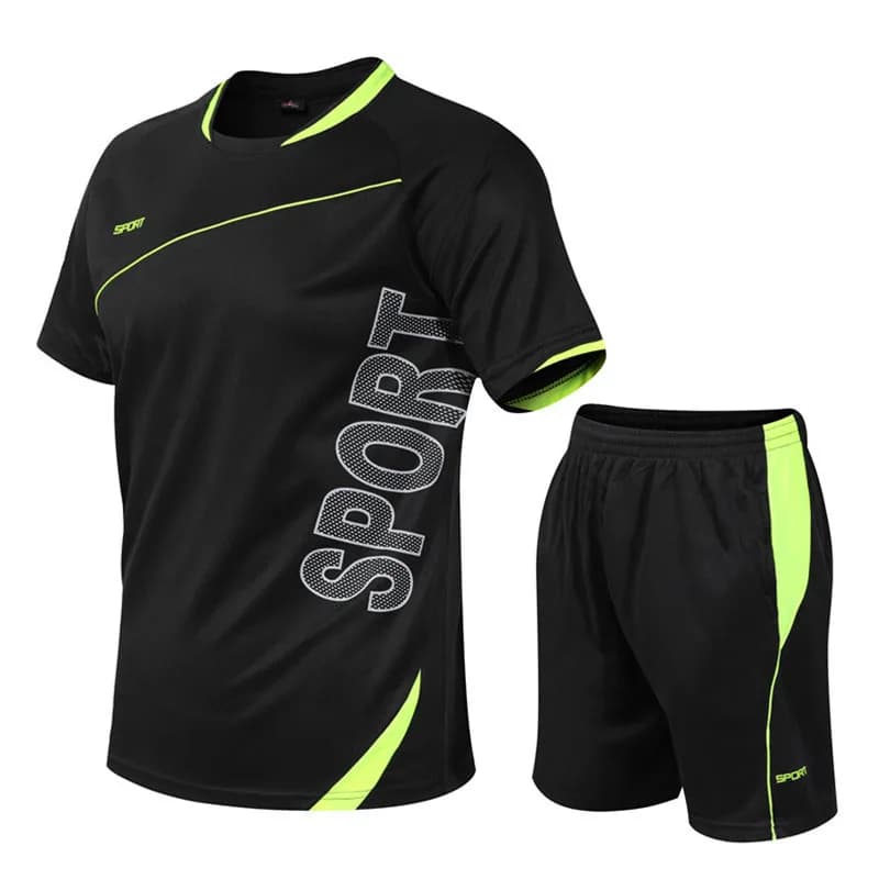 Men Summer Quick Dry Sport Suit Breathable Loose Short Sleeve T Shirt Shorts Jogging Fitness Training Two Piece Outfit