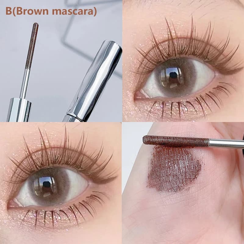 Metal Mascara with Iron Applicator, Waterproof, with Silk Fibres, Black, for Long and Incurved Eyelashes, Not Grumulating, Cosmetic for Eye Makeup