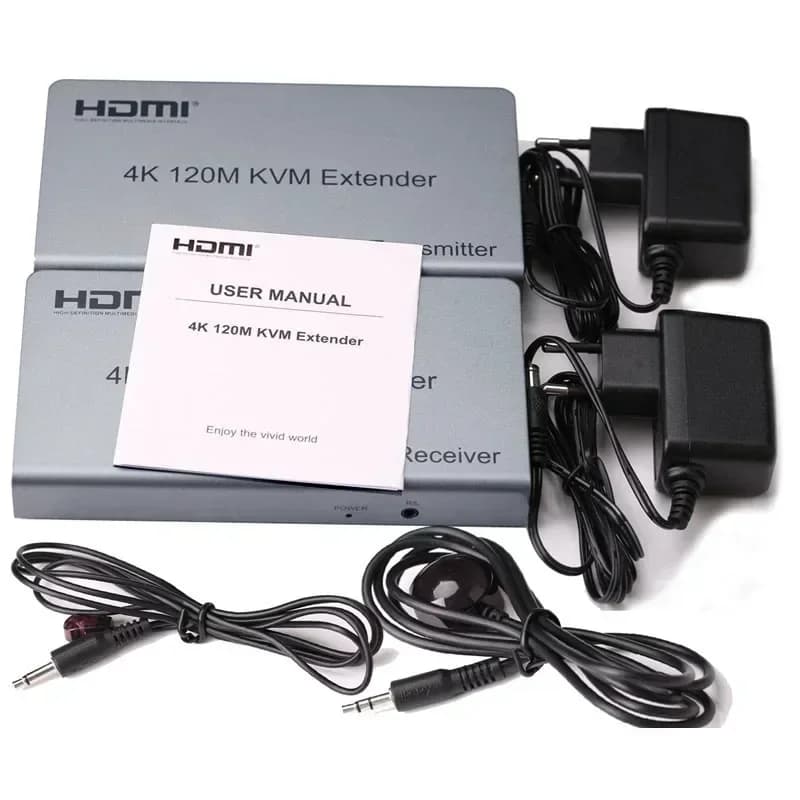 120m KVM extender HDMI 4K extender on Cat6 cable HDMI cable Extender Converter transmitter and audio receiver video