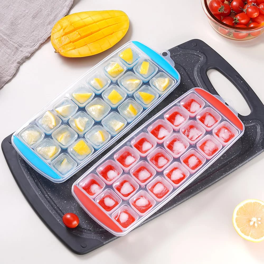 Stampo per Cubetti di Ghiaccio in Silicone, 1/4 Pezzi, 21 Cubetti Quadrati, Facile da Sformare, per Cucina, Bar, Cocktail Ghiacciati Fai-da-Te