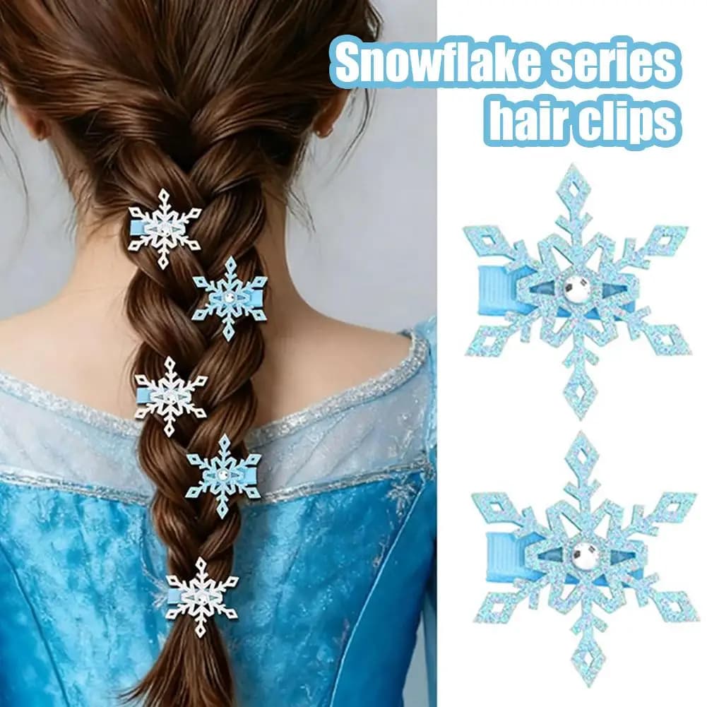 2 pezzi inverno nuovo fiocco di neve congelato forcina fermaglio per capelli per bambini Elsa principessa accessorio per capelli ragazza lato BB clip rosa blu argento