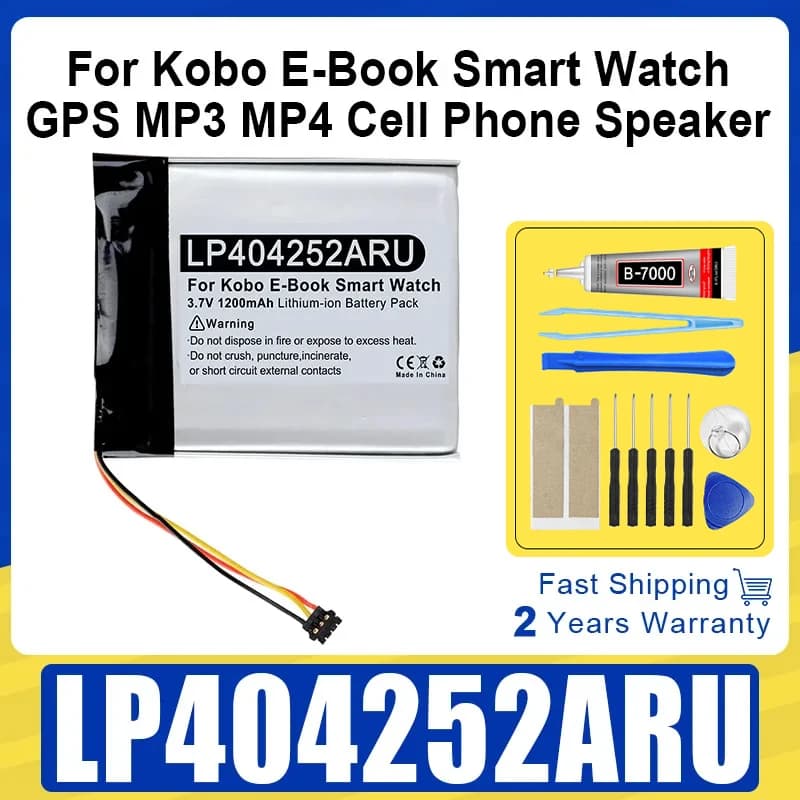 Batteria di ricambio da 1200 mAh LP404252ARU per Kobo E-Book Smart Watch, GPS, mp3, mp4, telefono cellulare, altoparlante + strumenti