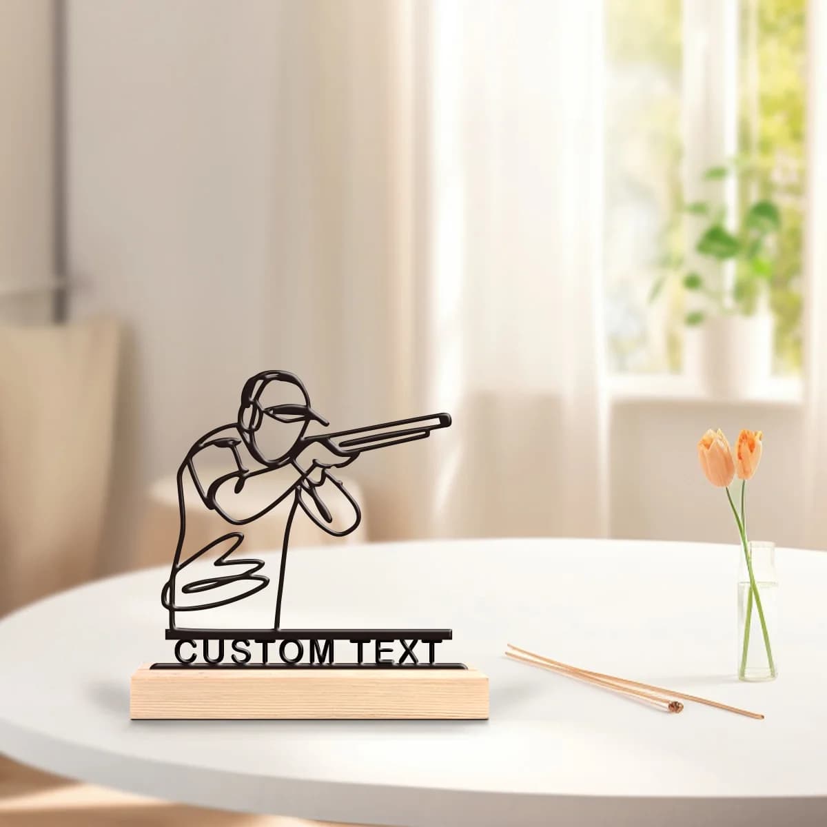 1pc Personalized Iron Desktop Ornament Customizable Name Equipped with Wooden Base Modern Rural Home Desktop Decorations