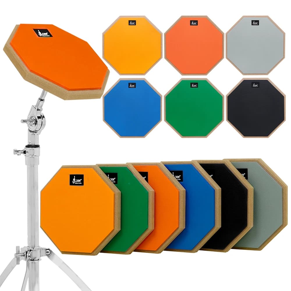 SLADE Tampone per esercitazioni per batteria 8 pollici 12 pollici Base in legno di gomma Tappetino per allenamento muto per esercizi di batteria jazz Ideale per principianti