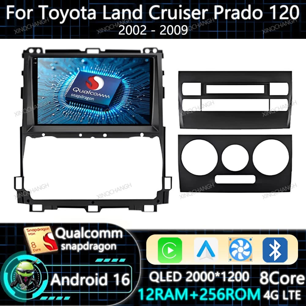 Android 16 Car Radio Carplay Auto For Toyota Land Cruiser Prado 120 3 III For Lexus GX470 GX 470 J120 2002 - 2009 GPS Navigation