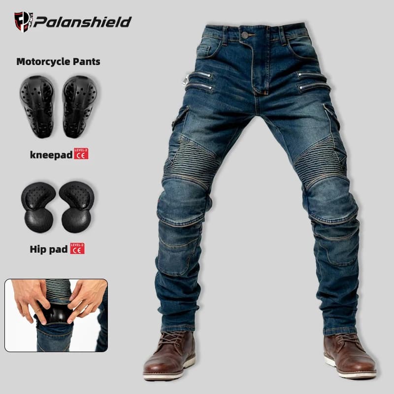 Nuovi pantaloni da moto da motocross stile metallo con doppia cerniera da uomo per donna jeans da equitazione all'aperto con equipaggiamento protettivo pantaloni da moto