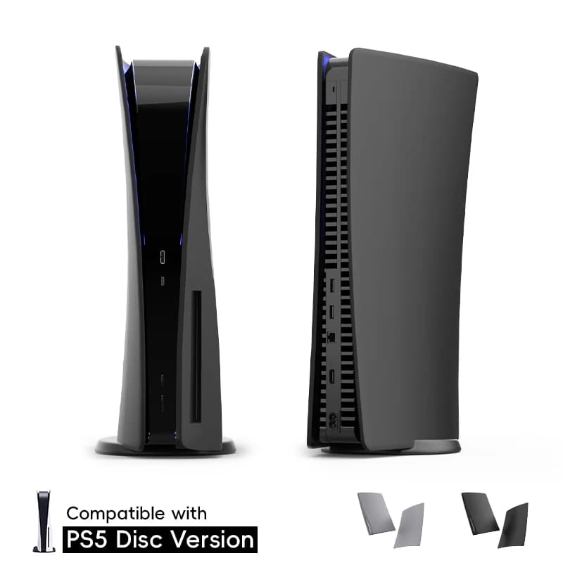 Cover Frontale Nera per Console PS5 con Lettore Disco, Guscio Sostitutivo Protettivo, Accessori per Gaming