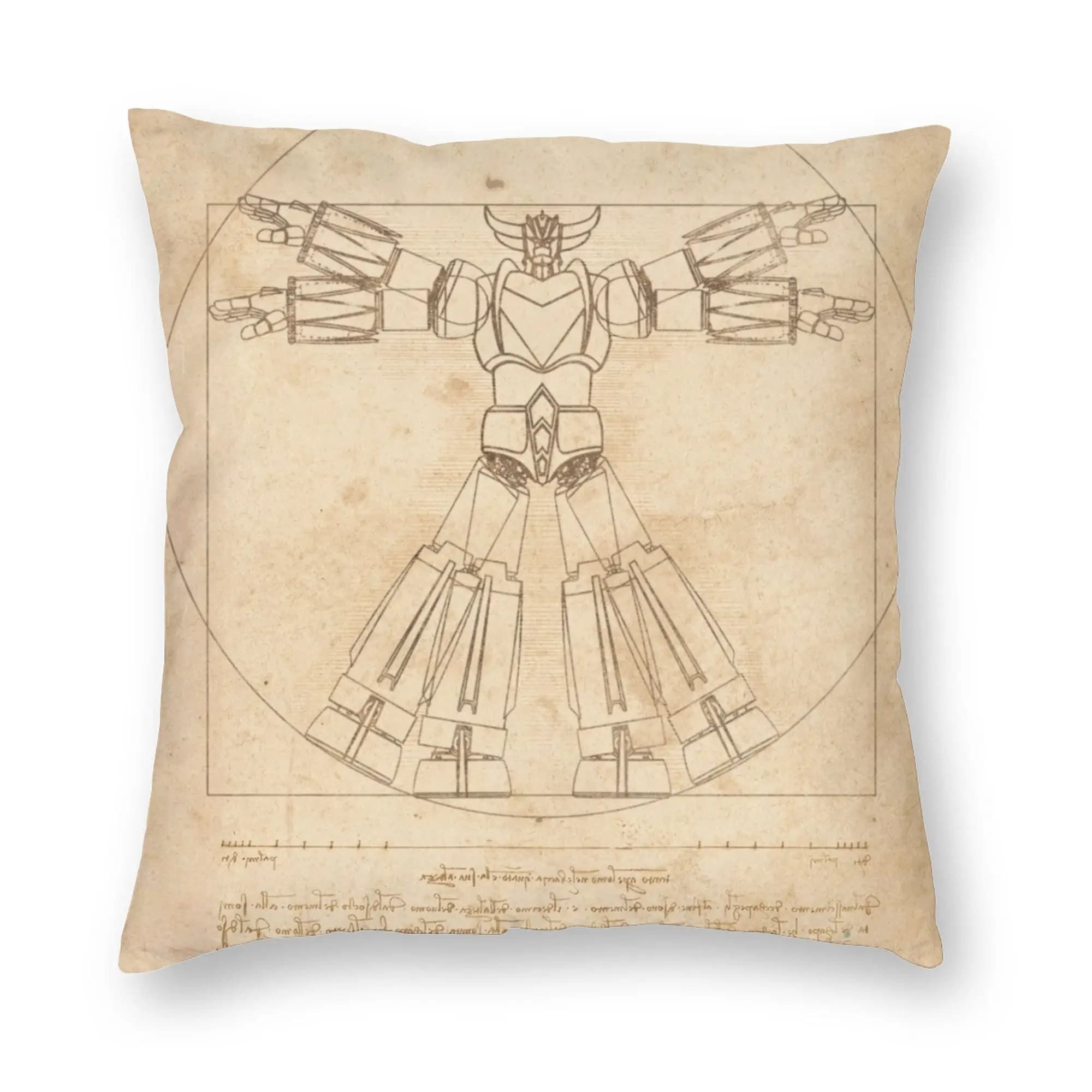Vitruvian Grendizer UFO Robot Pillowcase Printing Cushion Cover Gift Leonardo Da Vinci Throw Pillow Case Cover Sofa Zippered
