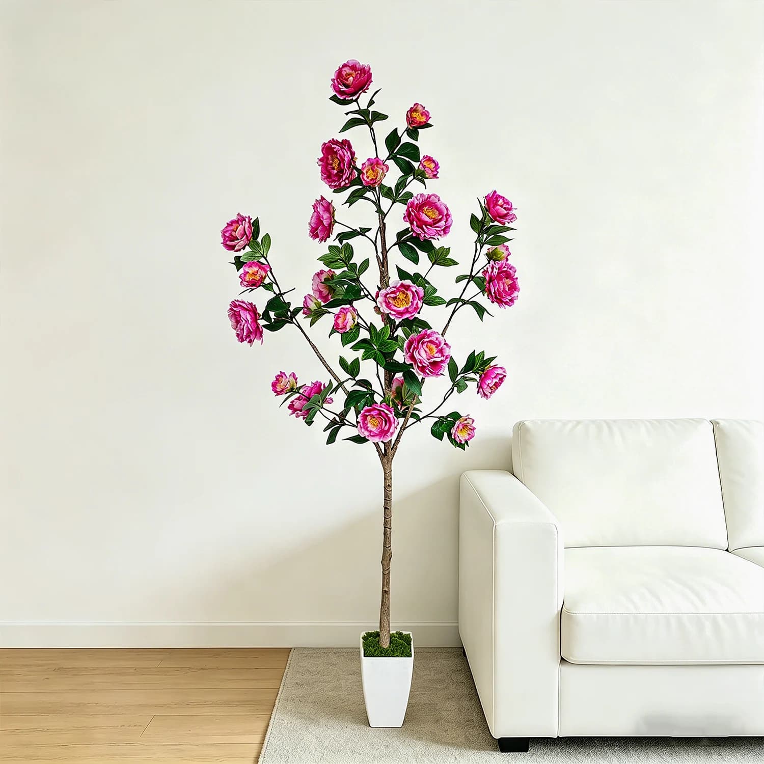 130/180cm Artificial Peony Tree with Pot Fake Flower Tree Faux Plant for Home Living Room Indoor Outdoor Garden Wedding Decor