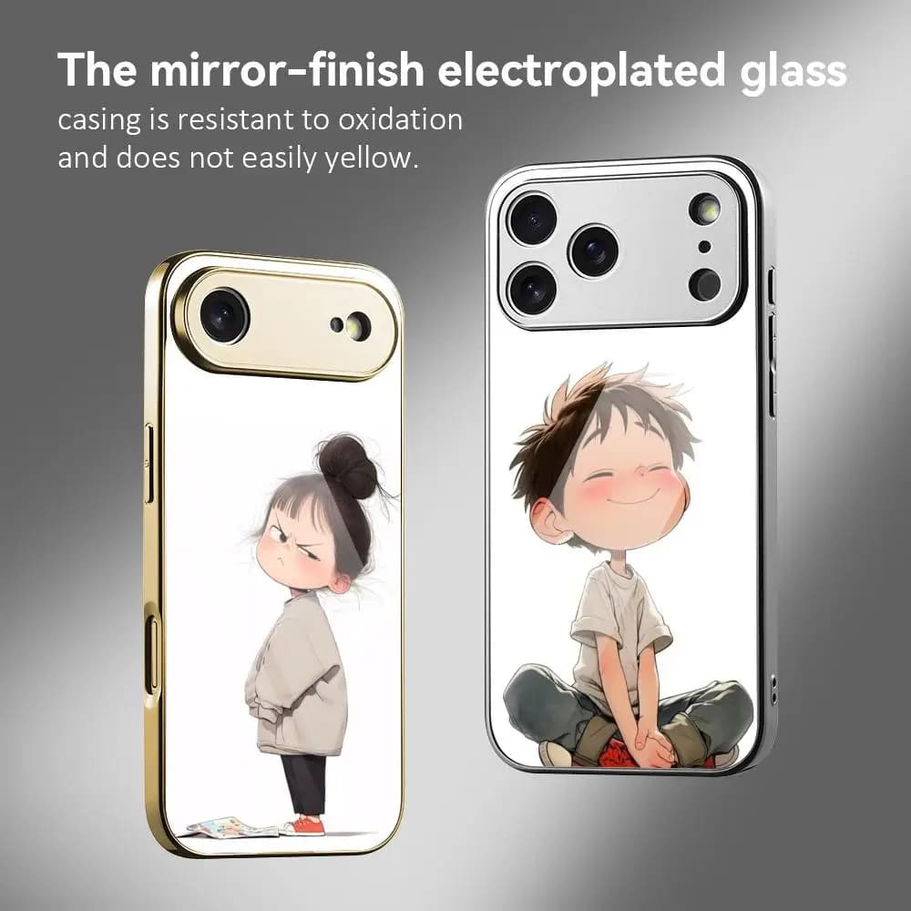 Custodia per telefono con ragazza arrabbiata e carina per iPhone 17 16 15 14 13 12 Pro Max Plus, antiurto con paraurti in metallo galvanizzato