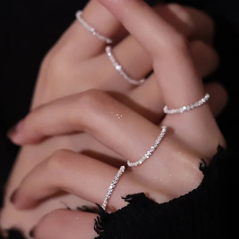 LATS Light Luxury Popular Silver color Sparkling Rings per le donne Fashion Jewelry accessori per regali di compleanno per feste di matrimonio