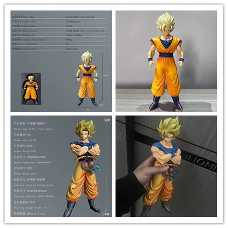 Dragon Ball Super Saiyan 2 Goku Folded Arms Action Figure PVC GK Statue Desktop Decor Ornament For Anime Collectors Gift