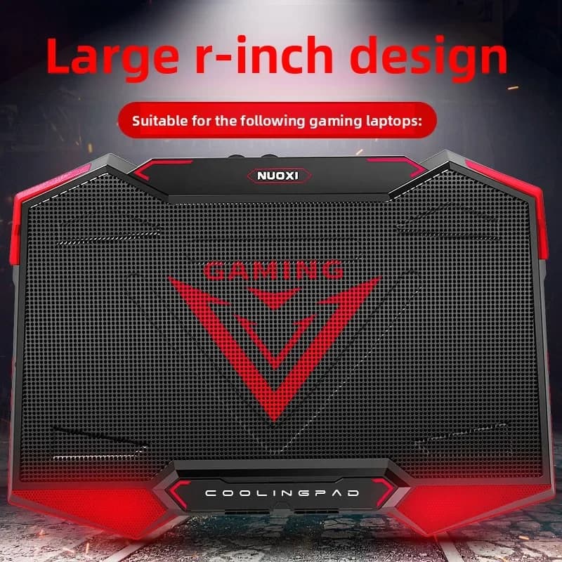 Supporto di raffreddamento per laptop da gaming da 17 pollici con 5 ventole, 2 porte USB, supporto pieghevole, pad di raffreddamento per laptop, supporto per laptop