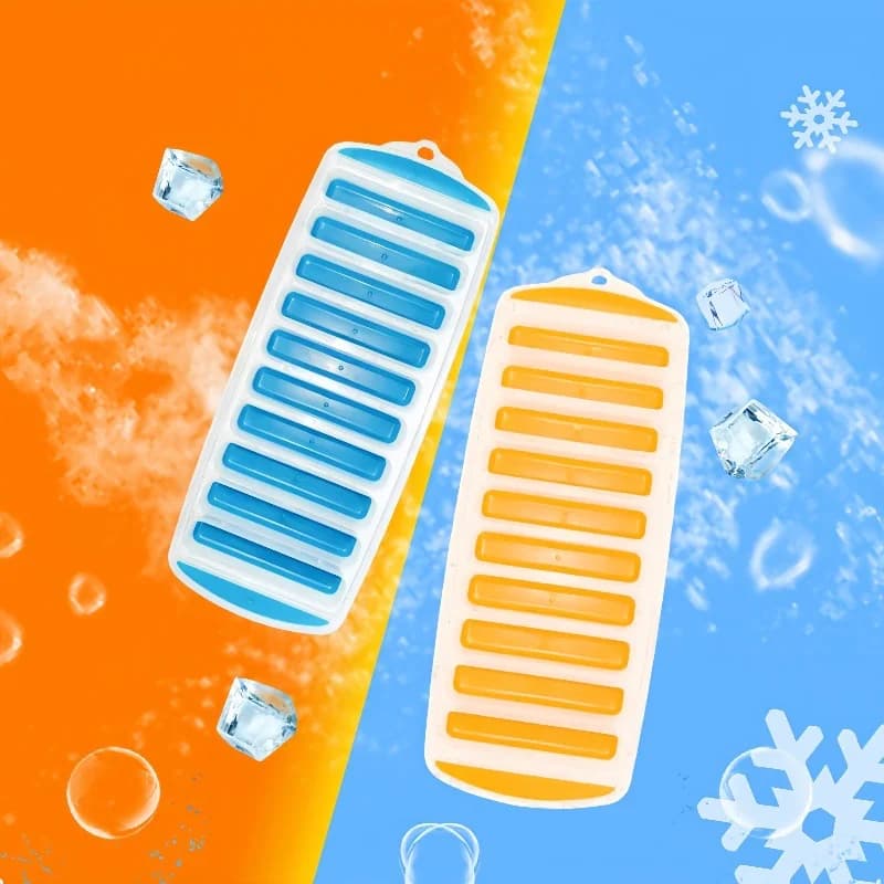 Pop-out plastic ice cube tray with lid Reusable ice stick tray for water and sports bottles