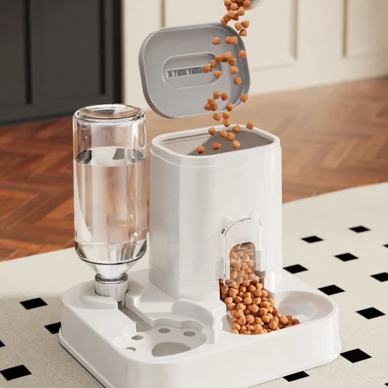Dispenser Automatico 2 in 1 per Cibo e Acqua per Cani e Gatti - Ciotola Durevole per Alimentazione e Abbeveraggio Animali Domestici