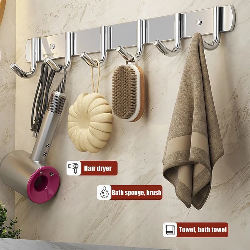 Gancio Appendiabiti Adesivo Forte Senza Foratura in Acciaio Inossidabile per Bagno