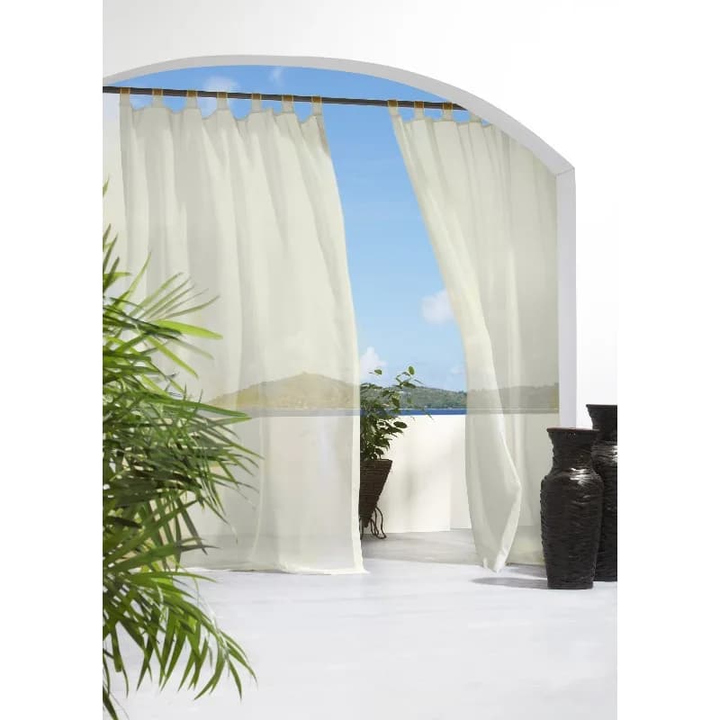 Voile curtain with tear closure for interior/external, 54" x 84" ivory