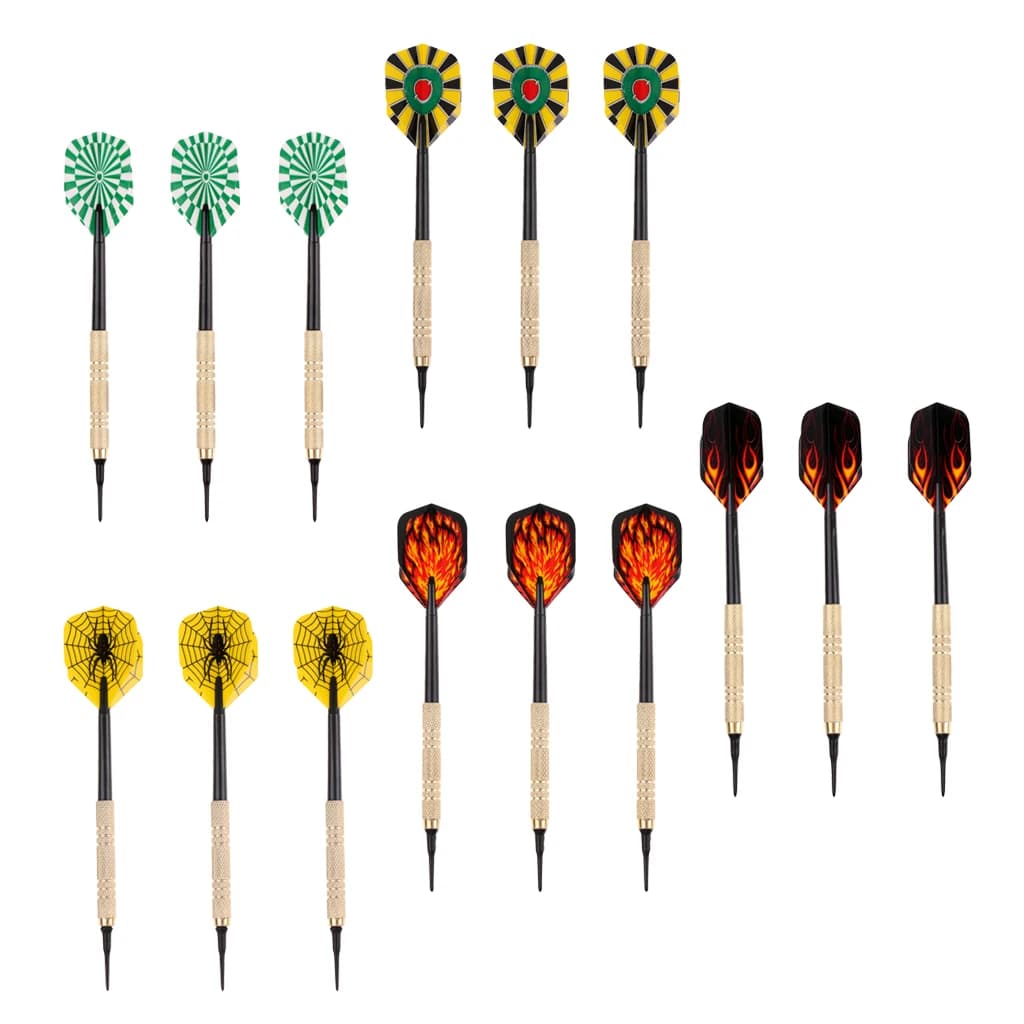 Set di freccette professionali con punta in plastica e corpo in ottone per bersagli morbidi ed elettronici