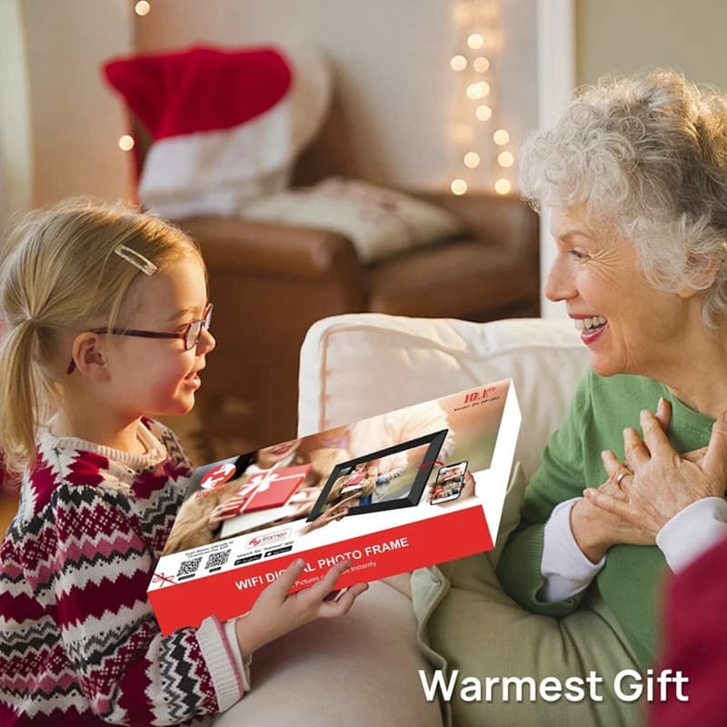 【RECOMMEND】 Cornice per foto digitale WiFi intelligente da 10,1 pollici Touch screen LCD IPS 1280X800, rotazione automatica di ritratti e paesaggi - Spina americana