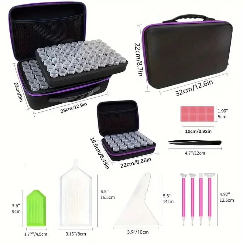 Set di accessori per pittura con diamanti con 30/60/120 slot, borsa portaoggetti portatile e set di attrezzi, regalo perfetto per gli appassionati fatti a mano
