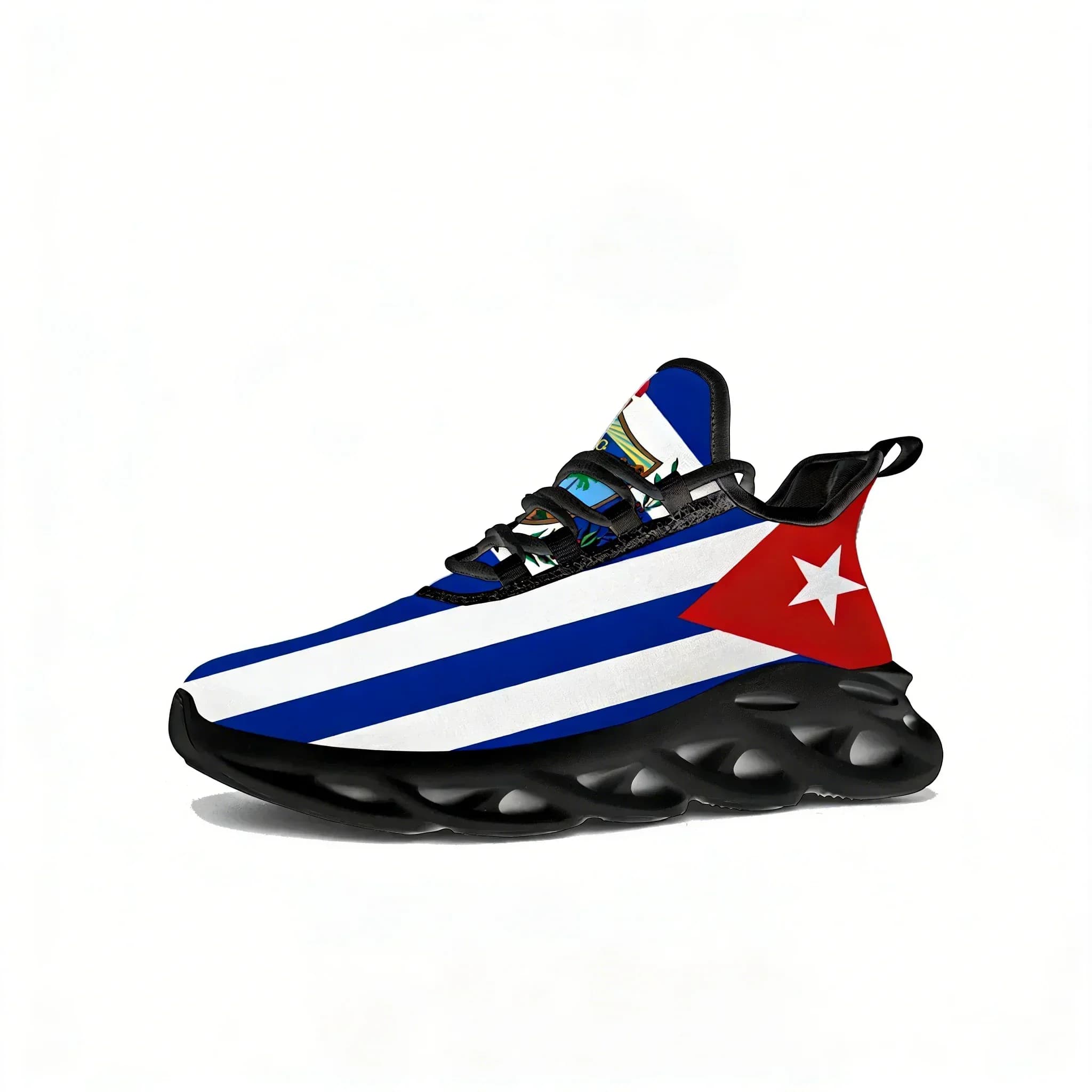Sneakers con Bandiera Cubana, Scarpe Sportive Unisex, Calzature in Rete con Lacci, Scarpe Personalizzate Nere