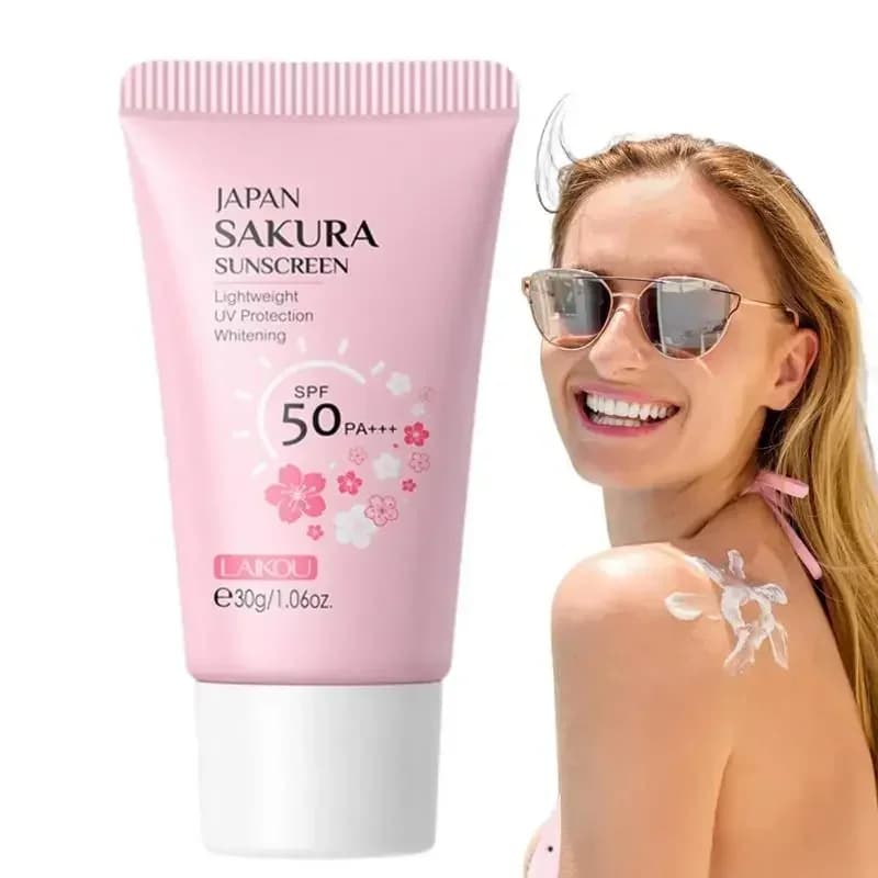 1-2PCS LAIKOU Sakura Crema solare viso e corpo SPF50+ Rinfrescante Protezione UV impermeabile Idratante Illuminante 30g