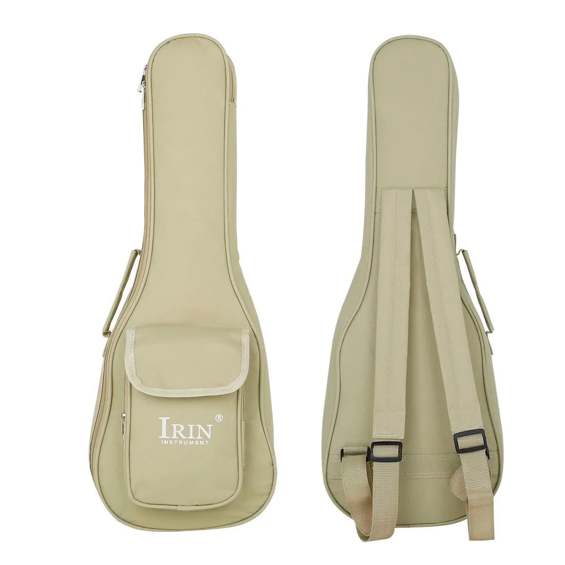 Borsa per ukulele IRIN da 24 pollici con tasche laterali Borsa a tracolla per zaino per chitarra impermeabile Oxford beige portatile Accessori per chitarra