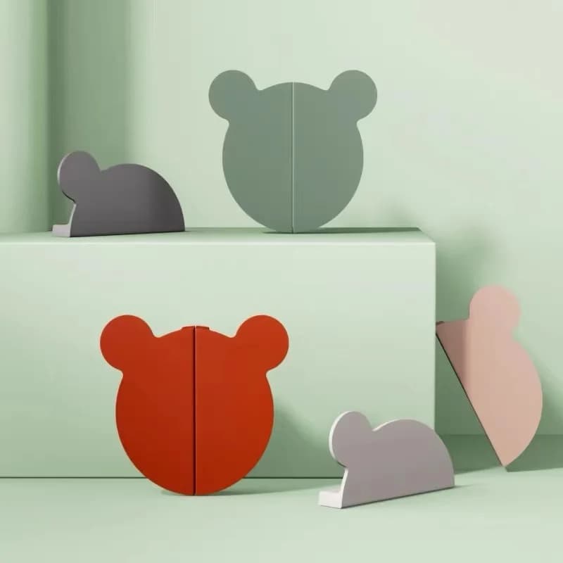 Maniglie per cartoni animati per bambini: maniglie per cassetti con testa di orso, pomelli semicircolari colorati per mobili per la camera dei bambini, maniglie per porte dell'armadio
