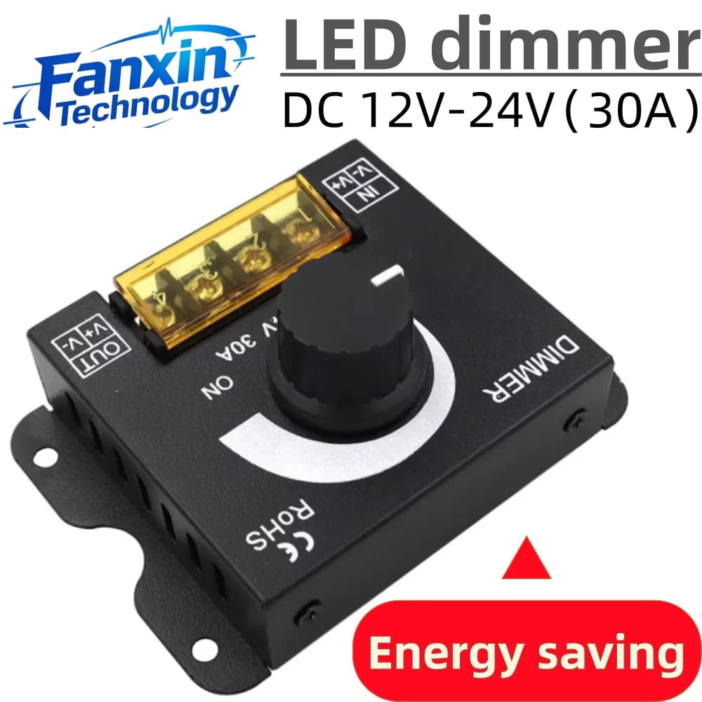 DC 12V-24V LED Dimmer Switch 30A LED Monochrome Controller PWM Digital Stepless Dimming for Lamp Strip Single Color Lamp