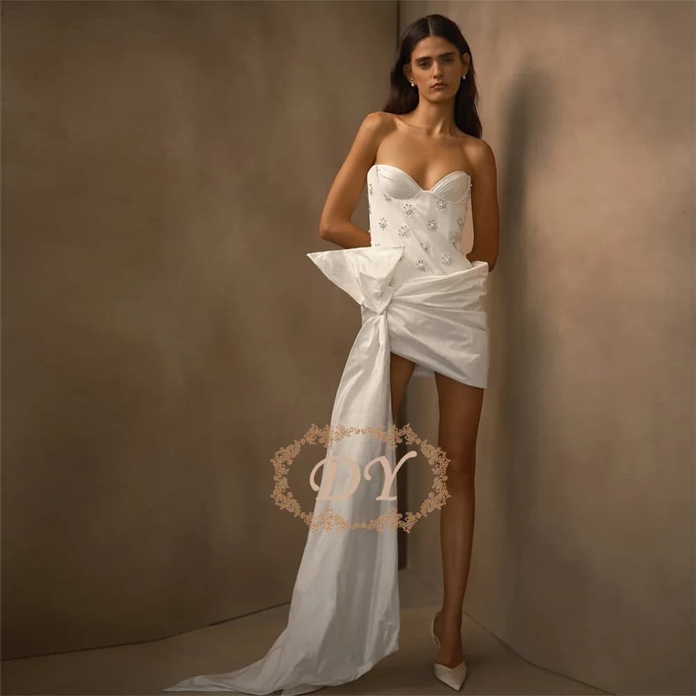 Modern DY Short Wedding Dress with Heart and Crystals, Sleeveless, Mermaid, Mini Custom Wedding Dress 2026 Robe De Mariage