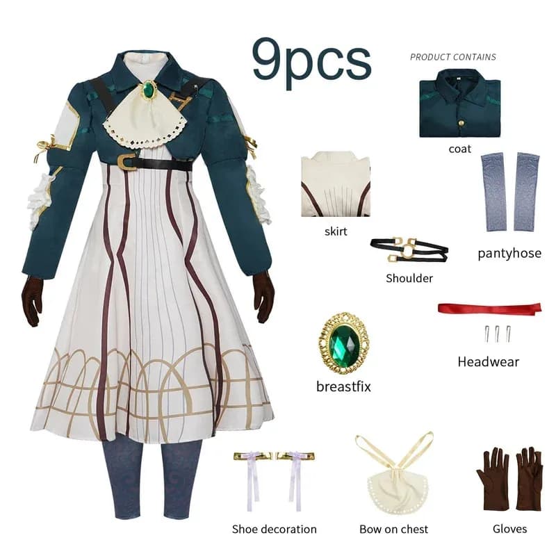 Costume cosplay Violet Evergarden Costume cosplay anime Violet Evergarden per donna Abito da Halloween Violet Evergarden