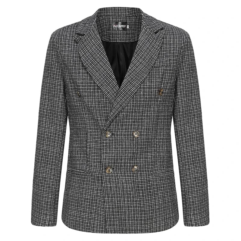 Giacca blazer classica da uomo con stampa scozzese con risvolto dentellato e chiusura a due bottoni per il comfort della moda autunnale