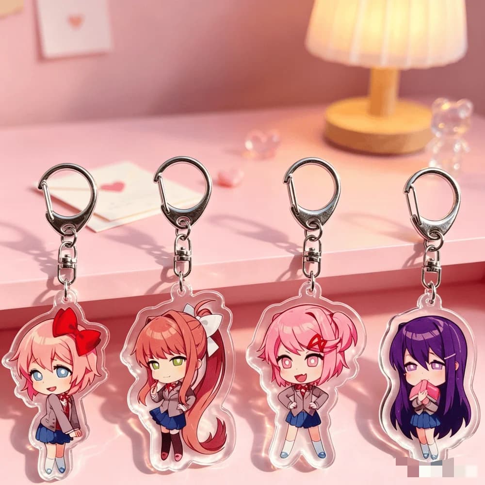 for DDLC Natsuki Yuri Sayori Monika Acrylic Keychain Game Peripheral Q Version Exquisite Festival Gift Backpack Accessories