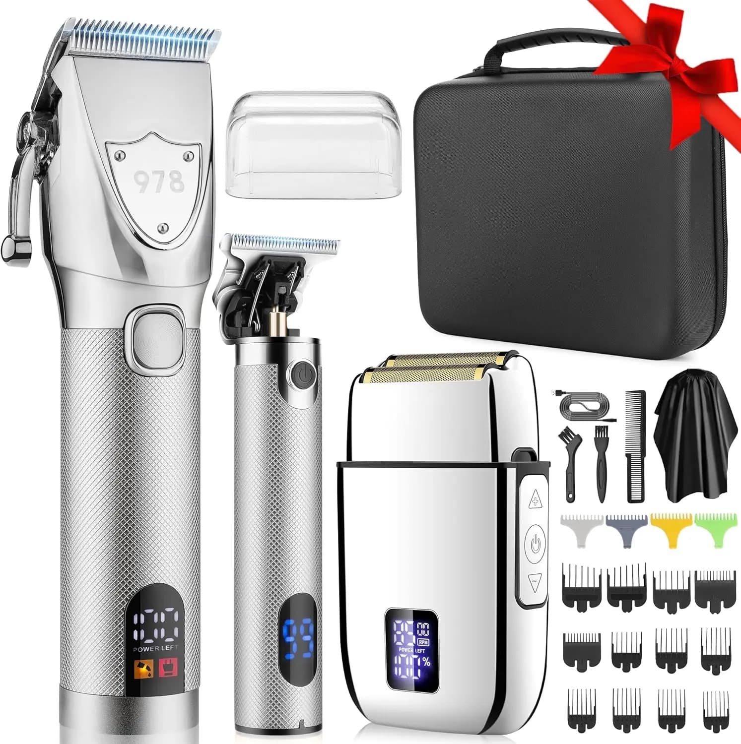 Professional Haircuts Set and Adjustbarba Rechargeable with Male Travel Case - Personal Care Kit