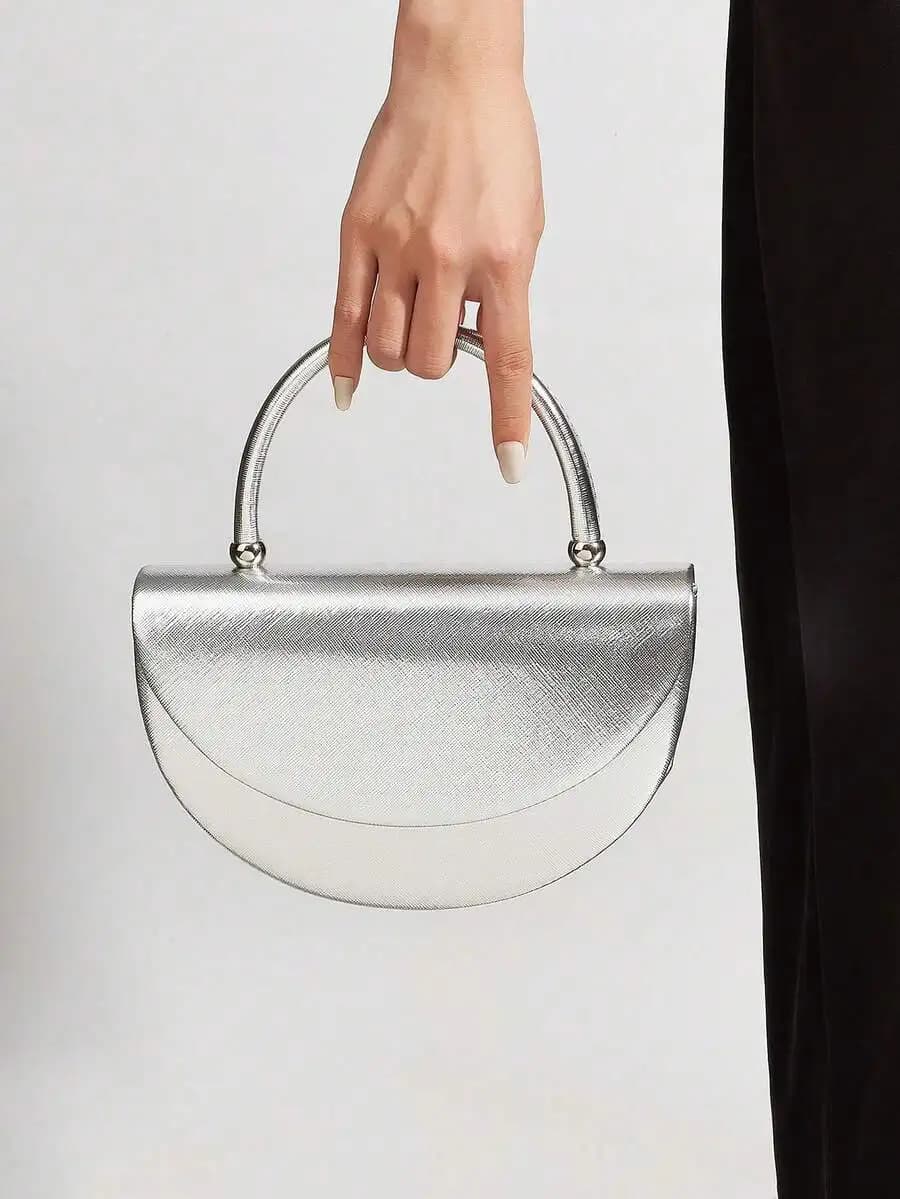Elegante Borsa Clutch a Mezzaluna da Donna, Borsetta Minimalista per Serate e Feste