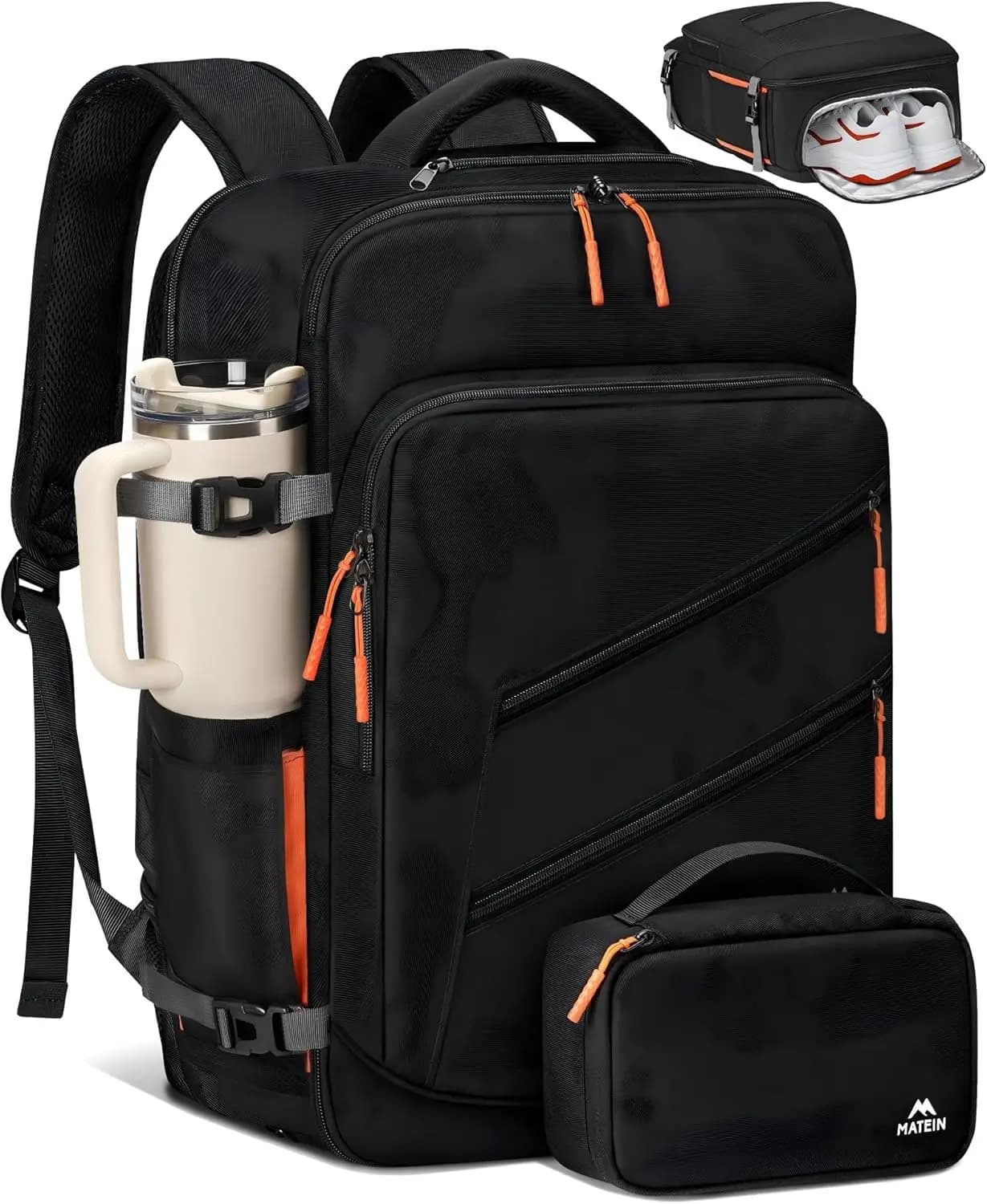 Travel Backpack Approved by Airline Companies from 40L with Shoe Cover, Water Resistant Bag for Hand Bag, Laptop Adapter 17 Inch