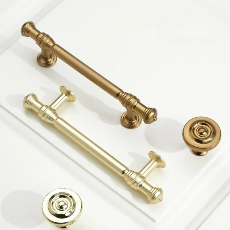 New High-end Light Luxury French Cabinet Door Handle Drawer Cabinet Bathroom Cabinet Brass Single Hole Handle