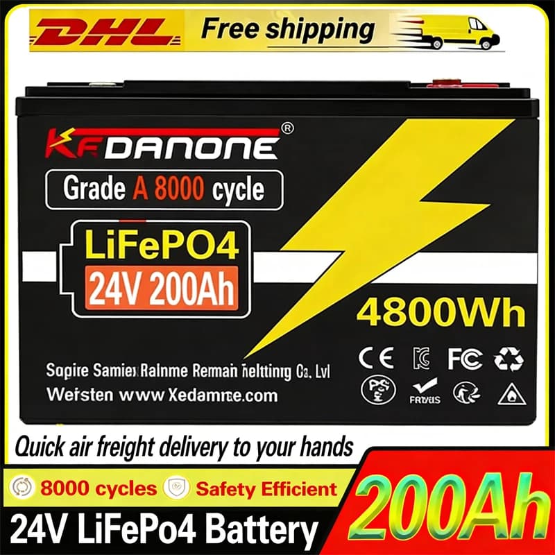 Original LiFePO4 Battery 24V 100Ah with Low Temperature Protection, Over 6000 Cycles, Ideal for Camper, Solar, Nautical and Off-Grid Applications