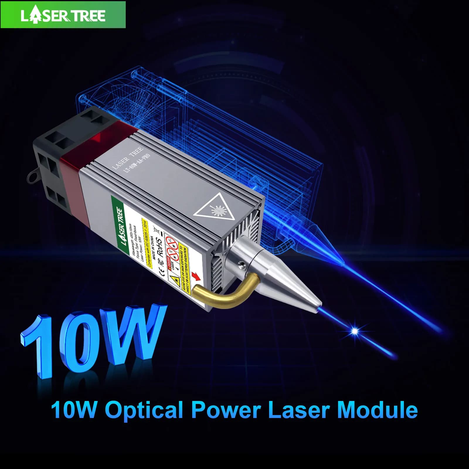 LASER TREE 5W 10W Modulo laser a potenza ottica con assistenza aerea 450nm Testa laser TTL a luce blu per incisione CNC Taglio Strumenti fai da te