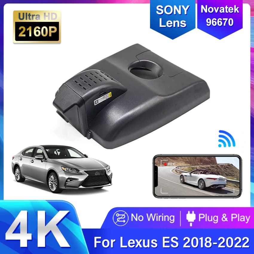 4K 2160P Dash Cam Auto DVR Camera Wifi Video Recorder For Lexus ES330 ES250 ES350 ES300h ES300h 2018 2019 2020 2021 2022 2023